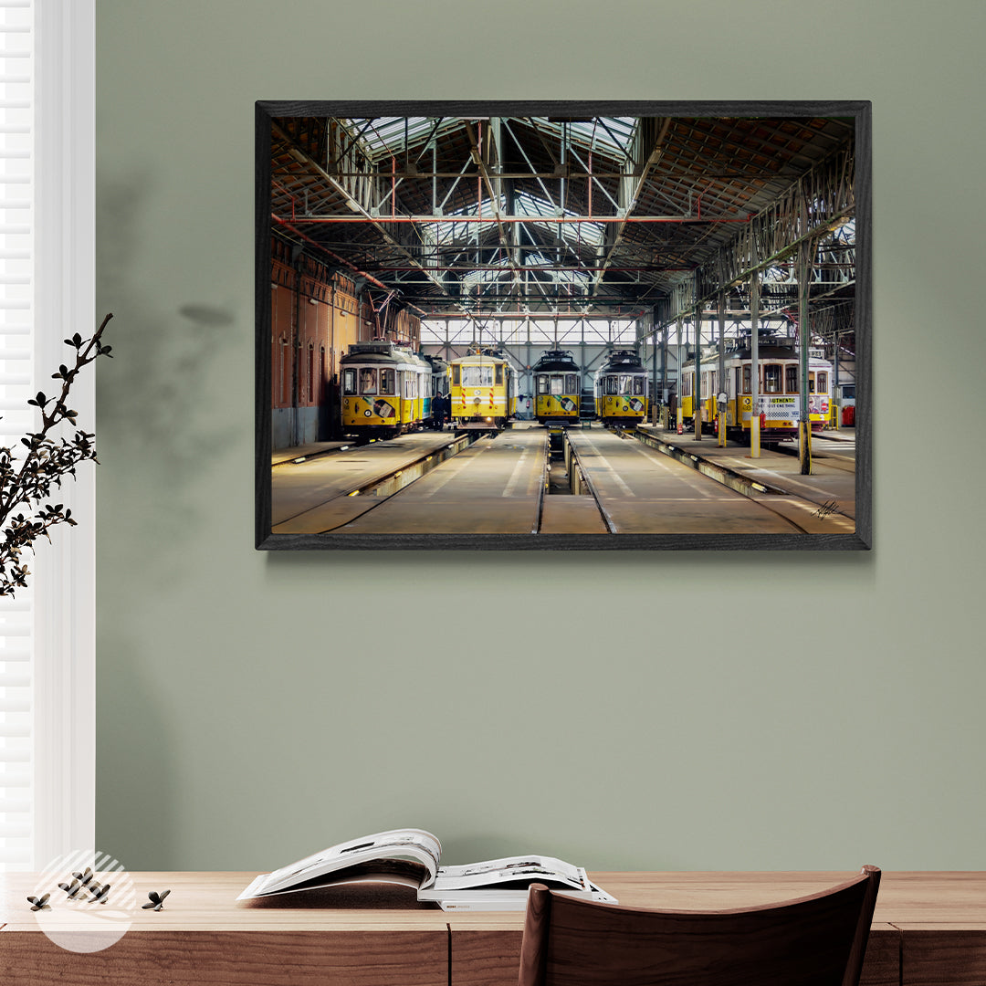 Tram Central in Lisbon photo print by Alantherock - 80cmx60cm in mockup office